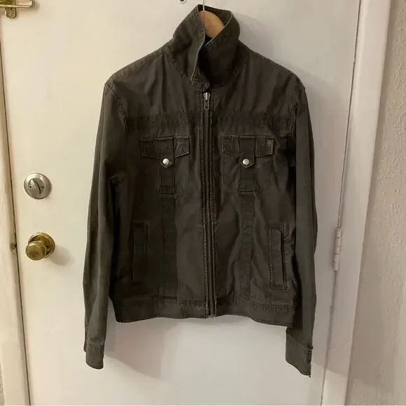 VTG Guess Jeans Brown Band/Military Flesh & Blood Jacket L Flawed Bikercore Punk - Picture 2 of 15